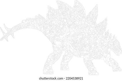 Vector illustration to draw mandala style stegosaurus	
