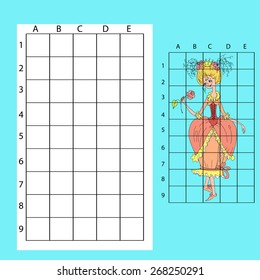 Vector illustration draw on the squares Little princess