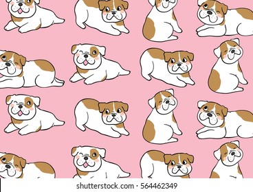 Vector illustration draw pattern background of puppy dog sweet color.Doodle style