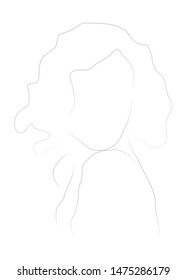 vector illustration drawing for beautiful woman portrait on white background