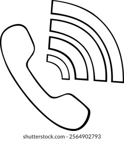 vector illustration drawing black and white icon telephone and waves signal, in the concept of talking on the phone concept