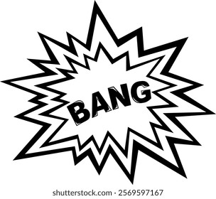 vector illustration drawing black and white icon onomatopoeia explosion with bang text