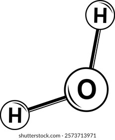 vector illustration drawing black and white symbol water H2O molecule
