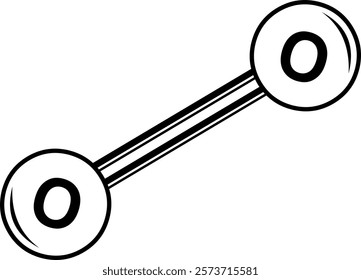 vector illustration drawing black and white symbol oxygen O2 chemical molecule particle