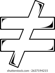 vector illustration drawing black and white inequality symbol concept