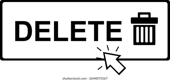 desenho de ilustração de vetor preto e branco clique no cursor do computador botão excluir