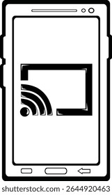 vector illustration drawing black and white icon mobile phone screen mirrow view