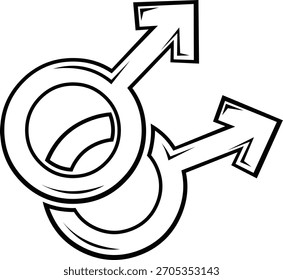 vector illustration drawing black and white homosexual symbol