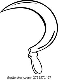 Dibujo de Ilustración vectorial Icono blanco y negro de la hoz de la herramienta de corte objeto
