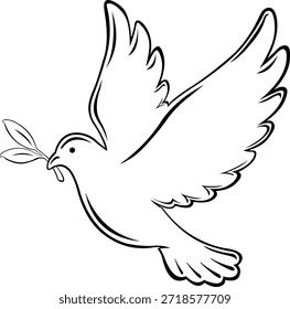 vector illustration drawing black and white symbol peace of dove