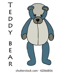 Vector illustration drawing blue teddy bear