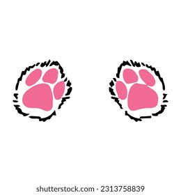Vector illustration. Drawing of cat's paws. Minimalism. Footprints. Paw print.