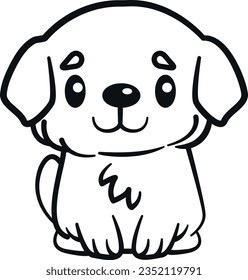 Vector illustration of a drawing for coloring of a little furry puppy.
