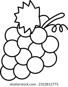 Vector illustration of drawing for coloring of only lines of a bunch of grapes.