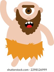Vector illustration of a drawing of a cyclops. Greek mythology. Mythological creature.