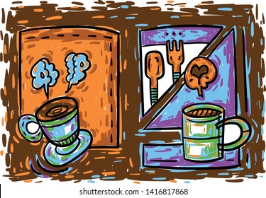 vector illustration drawing doodles a cup of coffee wallpaper graphic drinks beverage