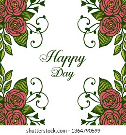 Vector illustration drawing floral frame for invitation happy day hand drawn
