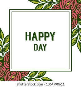 Vector illustration drawing floral frame for invitation happy day hand drawn