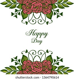 Vector illustration drawing floral frame for invitation happy day hand drawn