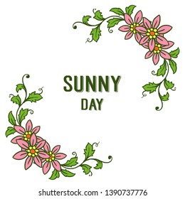 Vector illustration drawing floral frame for decorative of sunny day