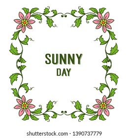 Vector illustration drawing floral frame for decorative of sunny day