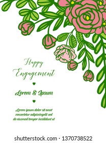 Vector illustration drawing flower frame for ornate card happy engagement hand drawn