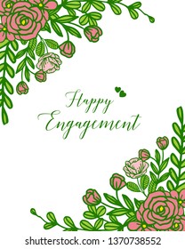 Vector illustration drawing flower frame for ornate card happy engagement hand drawn