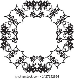 Vector illustration drawing flower frame for texture black white