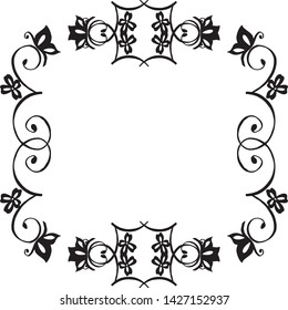 Vector illustration drawing flower frame for texture black white