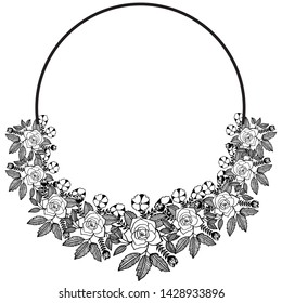 Vector illustration drawing flower frame for symbol of art modern