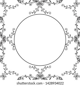 Vector illustration drawing flower frame for design greeting card