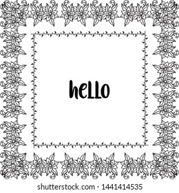 Vector illustration drawing flower frame for card of hello