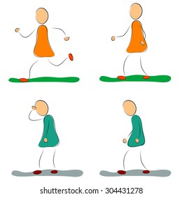 Vector illustration. Drawing. Four positive and depression female icons