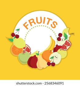 vector illustration, drawing, frame, fruits, art