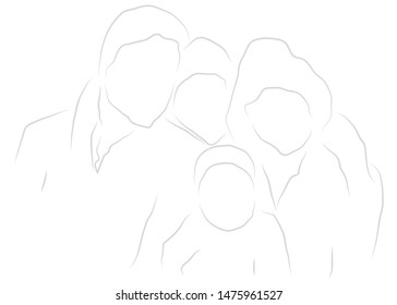 vector illustration drawing for the happy full family