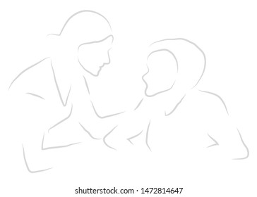 vector illustration drawing the home care services for the senior woman with a white background