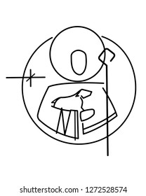 Vector illustration or drawing of Jesus Christ Good Shepherd symbol