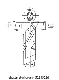 Vector illustration or drawing of Jesus Christ in a minimalist style