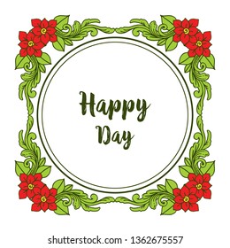 Vector illustration drawing leaf flower frame for happy day wedding
