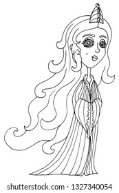 vector illustration drawing of a lovely cute Princess