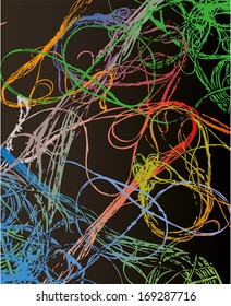 A vector illustration of a drawing made of thread. Background, pattern, colorful.