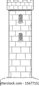 Vector illustration or drawing of medieval or fantasy castle tower.