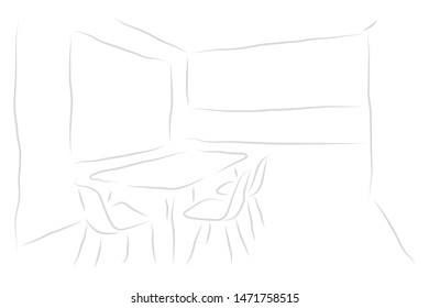 vector illustration drawing for the modern dining room with a white background