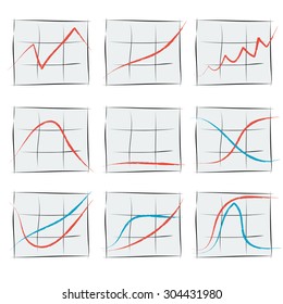 Vector illustration. Drawing. Nine growth chart with the rise and fall