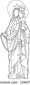 Vector illustration or drawing of Our Lady of the Rosary Virgin Mary