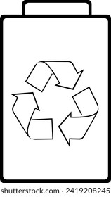ilustración de vector contorno símbolo de reciclado de batería de icono negro, en ahorro de energía y reciclado