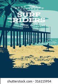 vector illustration drawing. pacific surf wave. summer tropical heat print.