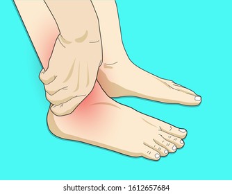 vector illustration drawing of people with leg and foot pain, ankles and bones from inflammation of tendons and bone degeneration, health and illness medical concept.