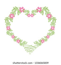 Vector illustration drawing pink flower frames blooms hand drawn