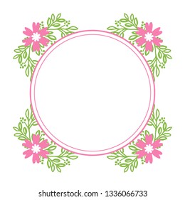 Vector illustration drawing pink flower frames blooms hand drawn